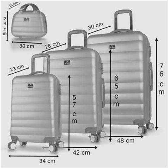 Colors Abs Kabin Orta Büyük ve Makyaj Boy Mürdüm 4lü Travel Valiz Seti