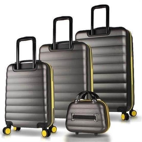 Colors Abs Kabin Orta Büyük ve Makyaj Boy Antrasit 4lü Travel Valiz Seti