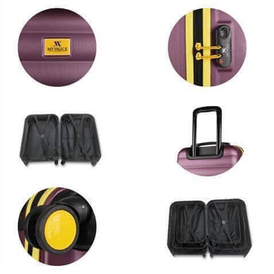 Colors Abs Kabin Orta Büyük ve Makyaj Boy Mürdüm 4lü Travel Valiz Seti