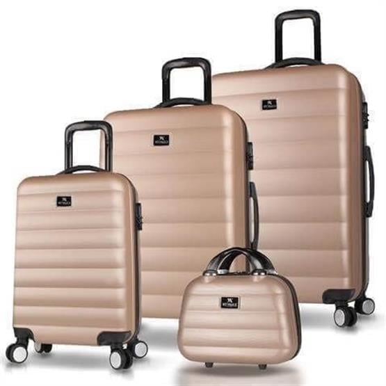 Colors Abs Kabin Orta Büyük ve Makyaj Boy Gold 4lü Travel Valiz Seti