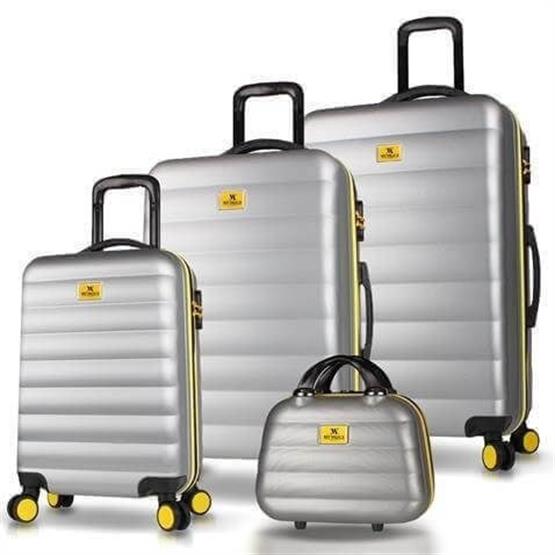 Colors Abs Kabin Orta Büyük ve Makyaj Boy Gri 4lü Travel Valiz Seti