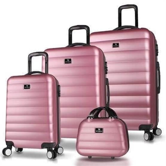 Colors Abs Kabin Orta Büyük ve Makyaj Boy Rose Gold 4lü Travel Valiz Seti