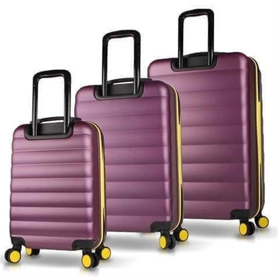 My Valice Colors Abs Kabin Orta ve Büyük Boy Mürdüm 3lü Valiz Seti