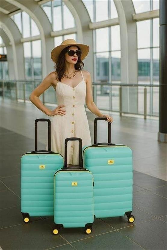 My Valice Colors Abs Kabin Orta ve Büyük Boy Mint Yeşili 3lü Valiz Seti