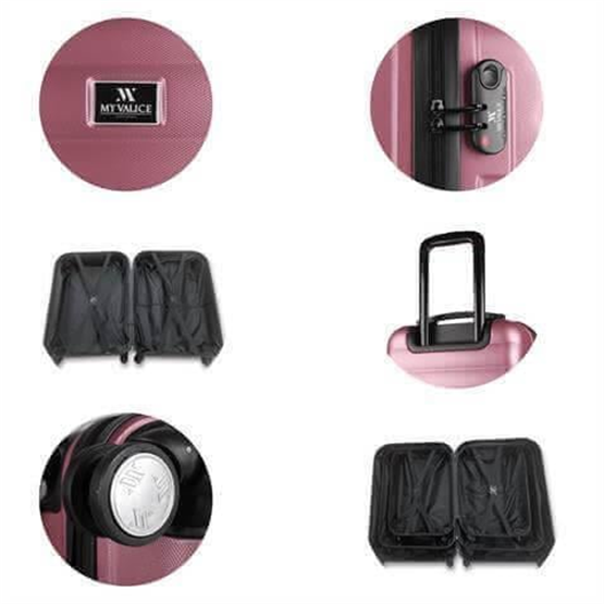 Colors Abs Kabin ve Büyük Boy Rose Gold  2li Valiz Seti