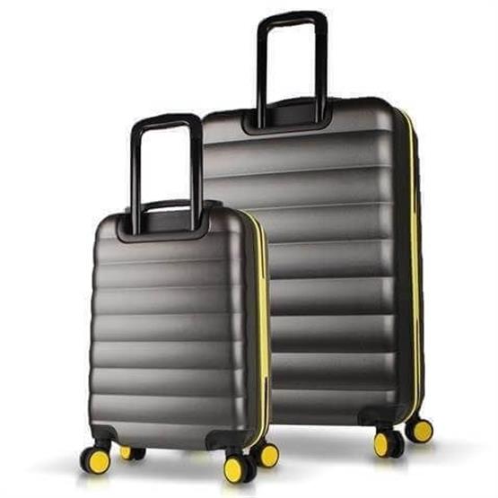 Colors Abs Kabin ve Büyük Boy Antrasit  2li Valiz Seti