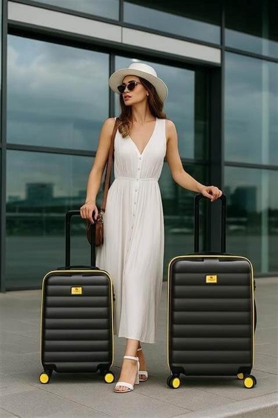 Colors Abs Kabin ve Orta Boy Antrasit  2li Valiz Seti