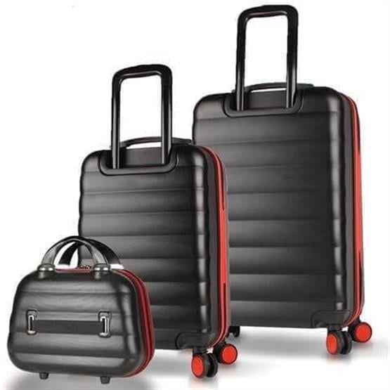 My Valice Colors Abs Makyaj Kabin ve Orta Boy Siyah 3lü Valiz Seti