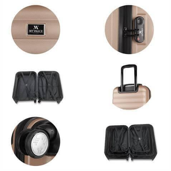 My Valice Colors Abs Makyaj Kabin ve Orta Boy Gold 3lü Valiz Seti