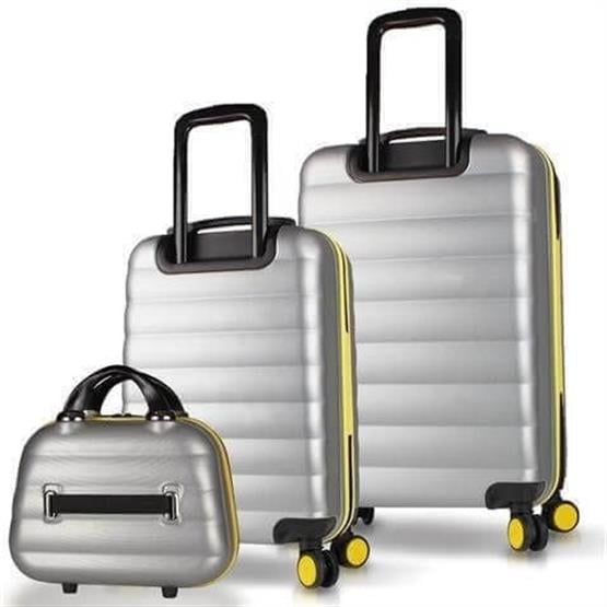 My Valice Colors Abs Makyaj Kabin ve Orta Boy Gri 3lü Valiz Seti