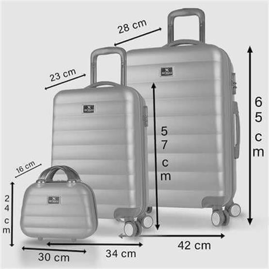 My Valice Colors Abs Makyaj Kabin ve Orta Boy Siyah 3lü Valiz Seti