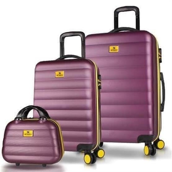 My Valice Colors Abs Makyaj Kabin ve Orta Boy Mürdüm 3lü Valiz Seti