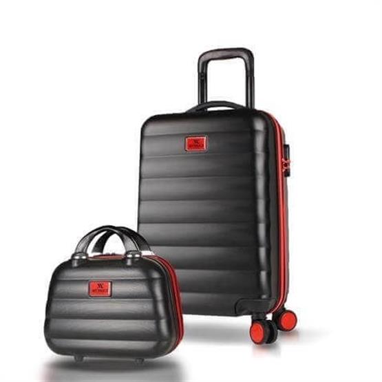 Colors Abs Makyaj ve Kabin Boy Siyah  2li Valiz Seti