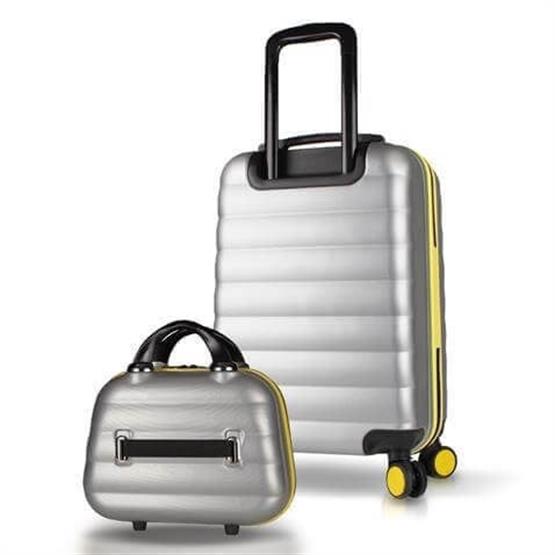 Colors Abs Makyaj ve Kabin Boy Gri  2li Valiz Seti