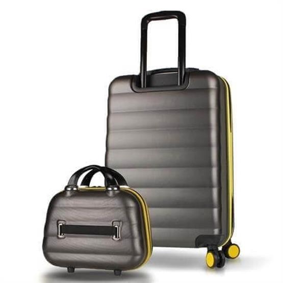 Colors Abs Makyaj ve Orta Boy Antrasit  2li Valiz Seti