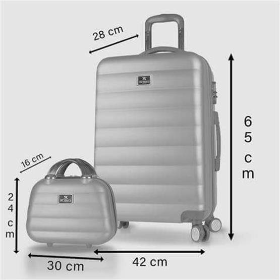 Colors Abs Makyaj ve Orta Boy Siyah  2li Valiz Seti