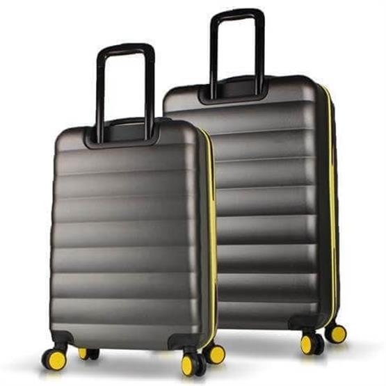 Colors Abs Orta ve Büyük Boy Antrasit  2li Valiz Seti