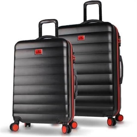 Colors Abs Orta ve Büyük Boy Siyah  2li Valiz Seti