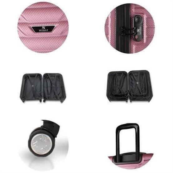 Croc Abs Kabin Orta Büyük ve Makyaj Boy Rose Gold 4lü Travel Valiz Seti