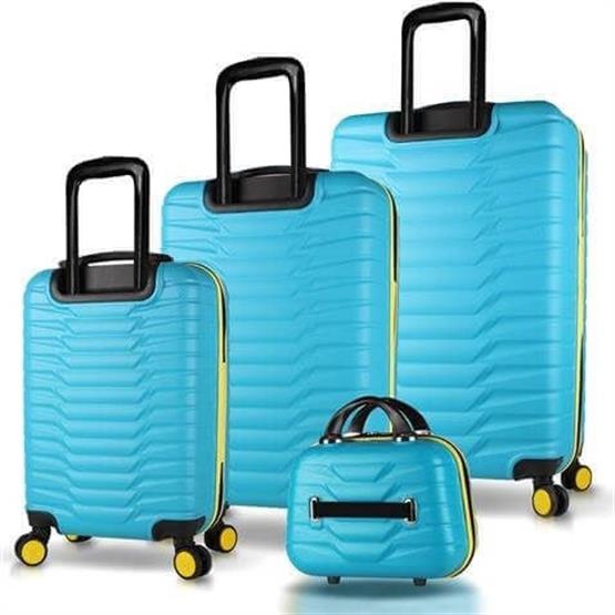 Croc Abs Kabin Orta Büyük ve Makyaj Boy Turkuaz 4lü Travel Valiz Seti