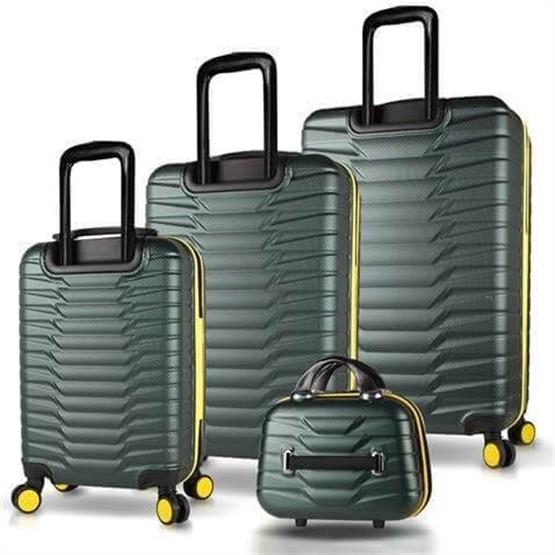 Croc Abs Kabin Orta Büyük ve Makyaj Boy Haki 4lü Travel Valiz Seti