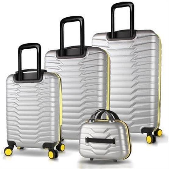 Croc Abs Kabin Orta Büyük ve Makyaj Boy Gri 4lü Travel Valiz Seti