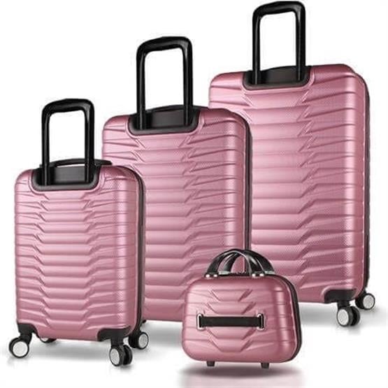 Croc Abs Kabin Orta Büyük ve Makyaj Boy Rose Gold 4lü Travel Valiz Seti