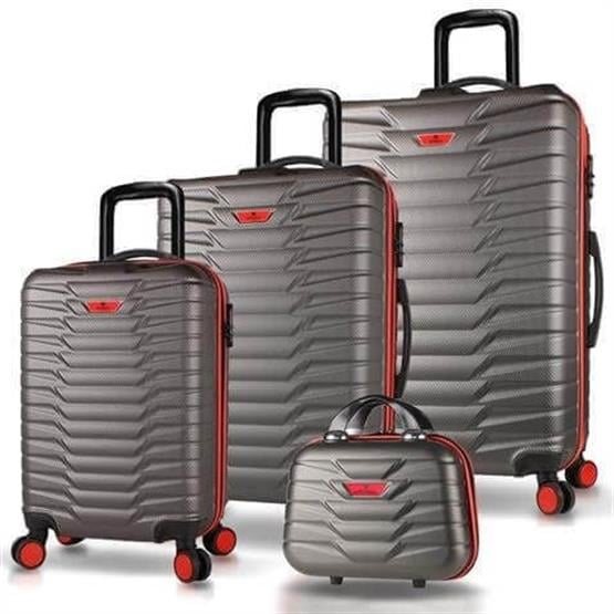 Croc Abs Kabin Orta Büyük ve Makyaj Boy Antrasit 4lü Travel Valiz Seti