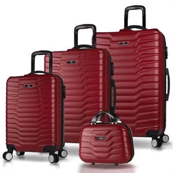 Croc Abs Kabin Orta Büyük ve Makyaj Boy Bordo 4lü Travel Valiz Seti