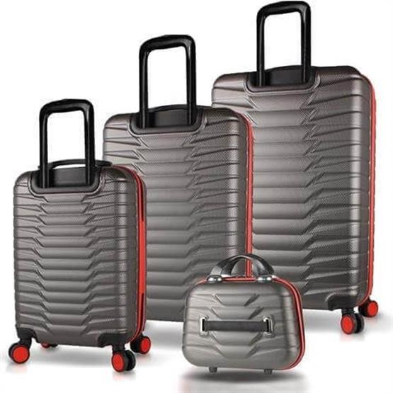 Croc Abs Kabin Orta Büyük ve Makyaj Boy Antrasit 4lü Travel Valiz Seti
