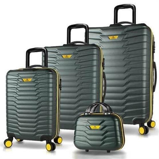 Croc Abs Kabin Orta Büyük ve Makyaj Boy Haki 4lü Travel Valiz Seti