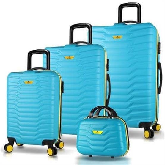 Croc Abs Kabin Orta Büyük ve Makyaj Boy Turkuaz 4lü Travel Valiz Seti