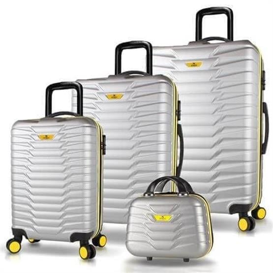 Croc Abs Kabin Orta Büyük ve Makyaj Boy Gri 4lü Travel Valiz Seti