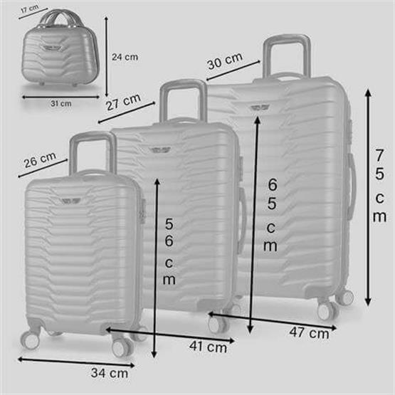 Croc Abs Kabin Orta Büyük ve Makyaj Boy Haki 4lü Travel Valiz Seti