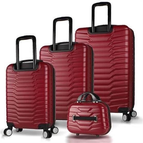 Croc Abs Kabin Orta Büyük ve Makyaj Boy Bordo 4lü Travel Valiz Seti