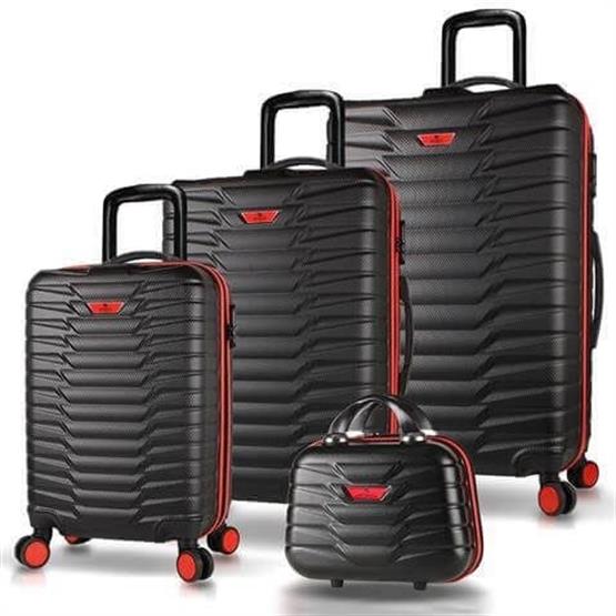 Croc Abs Kabin Orta Büyük ve Makyaj Boy Siyah 4lü Travel Valiz Seti