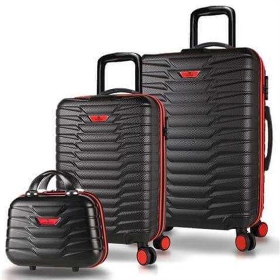 My Valice Croc Abs Makyaj Kabin ve Orta Boy Siyah 3lü Valiz Seti