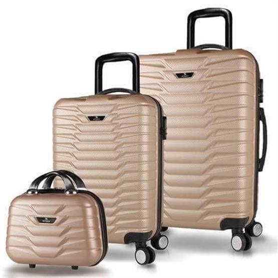 My Valice Croc Abs Makyaj Kabin ve Orta Boy Gold 3lü Valiz Seti