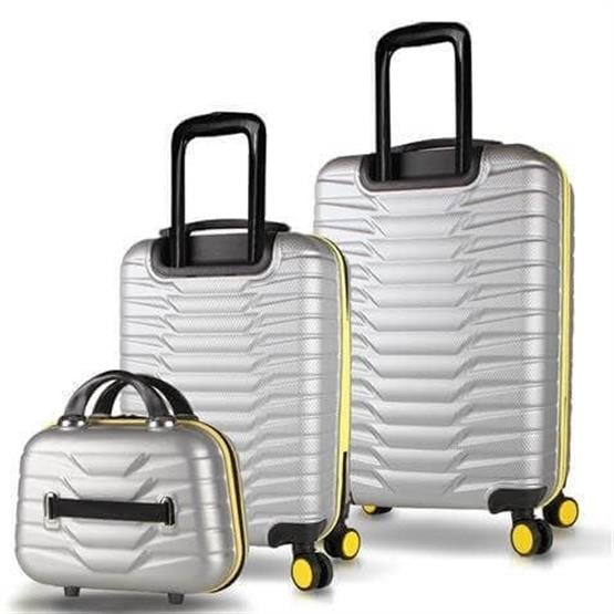 My Valice Croc Abs Makyaj Kabin ve Orta Boy Gri 3lü Valiz Seti