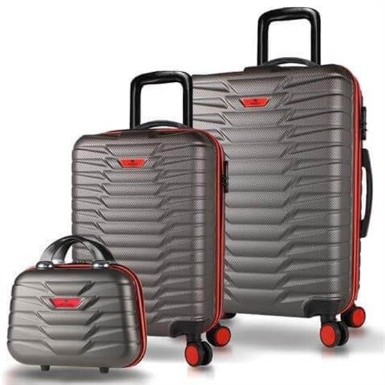 Croc Abs Makyaj Kabin ve Orta Boy Antrasit 3lü Valiz Seti