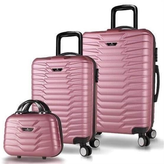 My Valice Croc Abs Makyaj Kabin ve Orta Boy Rose Gold 3lü Valiz Seti