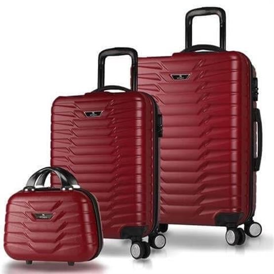 My Valice Croc Abs Makyaj Kabin ve Orta Boy Bordo 3lü Valiz Seti