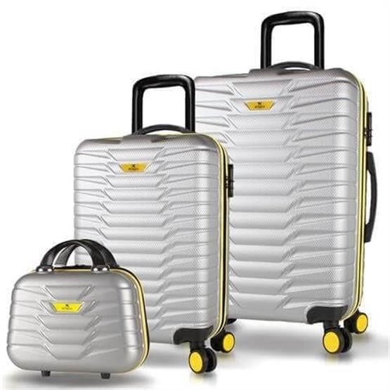 My Valice Croc Abs Makyaj Kabin ve Orta Boy Gri 3lü Valiz Seti