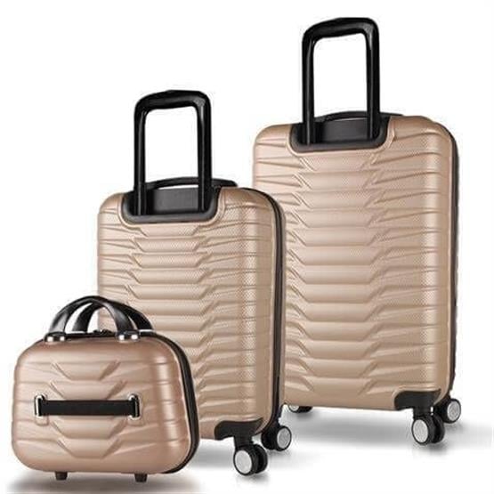 My Valice Croc Abs Makyaj Kabin ve Orta Boy Gold 3lü Valiz Seti