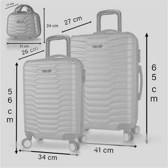 My Valice Croc Abs Makyaj Kabin ve Orta Boy Siyah 3lü Valiz Seti