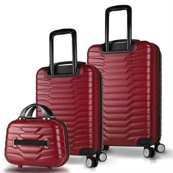 My Valice Croc Abs Makyaj Kabin ve Orta Boy Bordo 3lü Valiz Seti