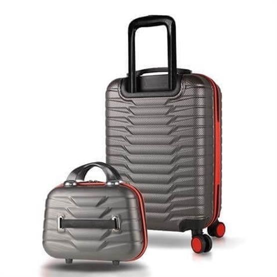 Croc Abs Makyaj ve Kabin Boy Antrasit 2li Valiz Seti