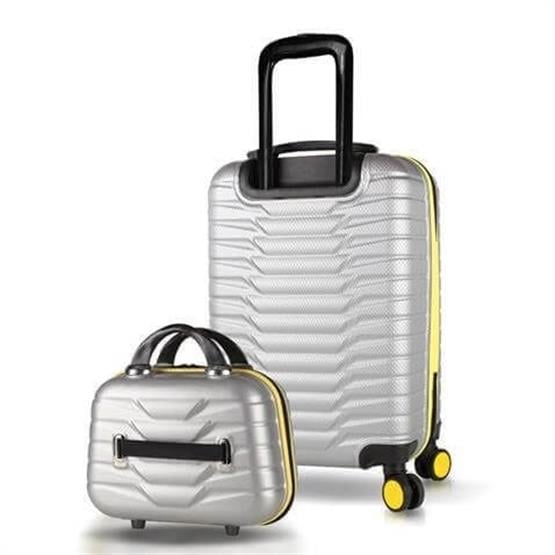 Croc Abs Makyaj ve Kabin Boy Gri  2li Valiz Seti