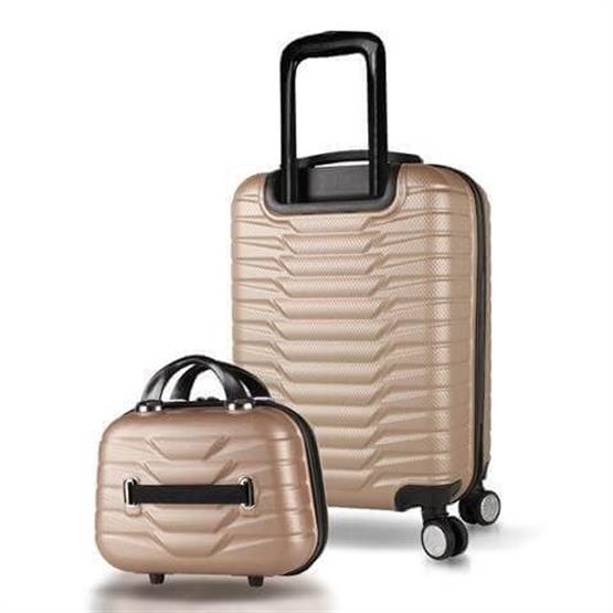 Croc Abs Makyaj ve Kabin Boy Gold  2li Valiz Seti