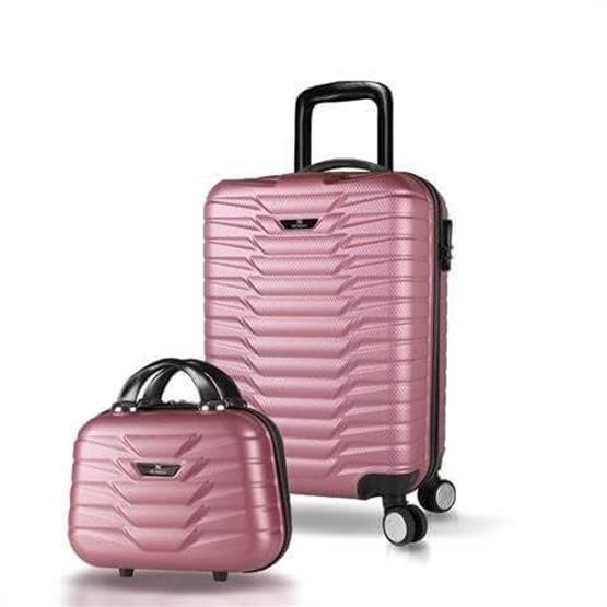 Croc Abs Makyaj ve Kabin Boy Rose Gold  2li Valiz Seti